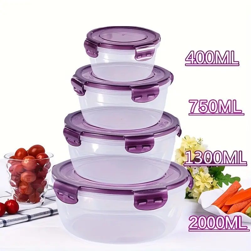 Food Storage Time - 4 Plastic Food Storage Containers, Lunch