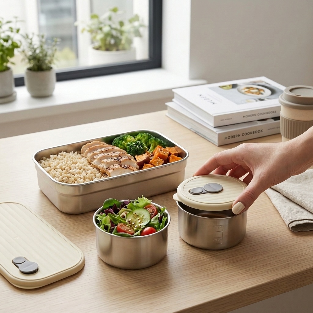 Food Storage Prep Containers - Microwave Safe 304 Stainless Steel Bento