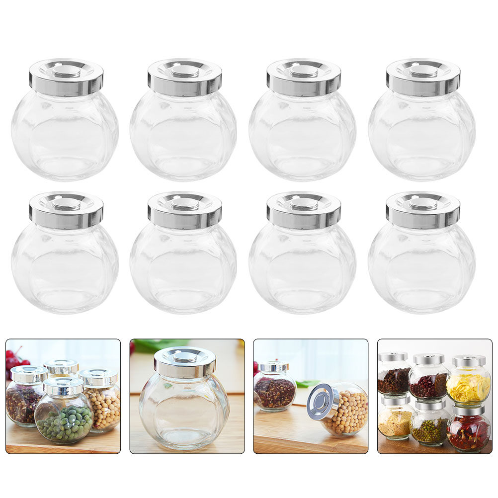 Food Storage Glass - 8Pcs Lightweight Portable Glass Storage Jars