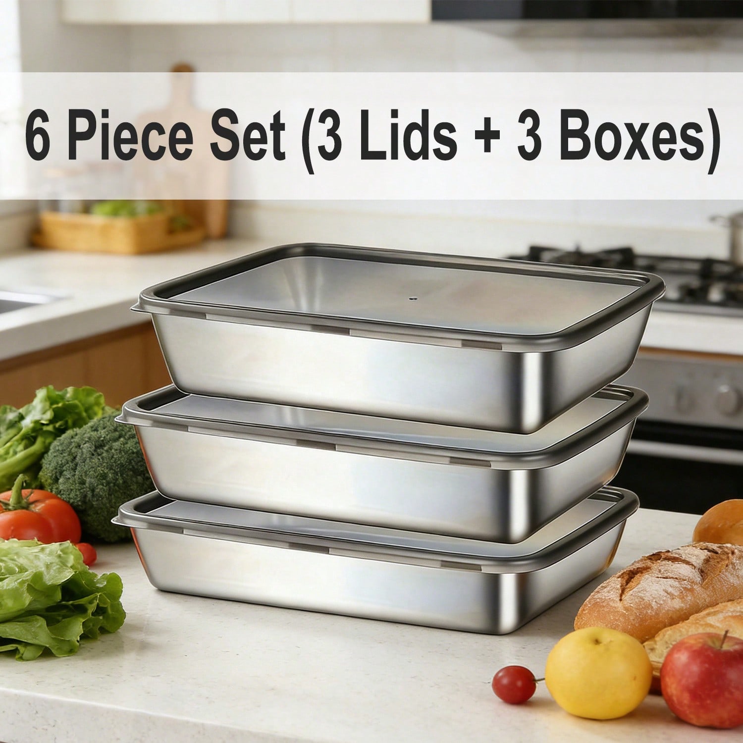 6pcs(3 Boxes+ 3 Lids) Stainles - Food Storage Prep Containers review and price
