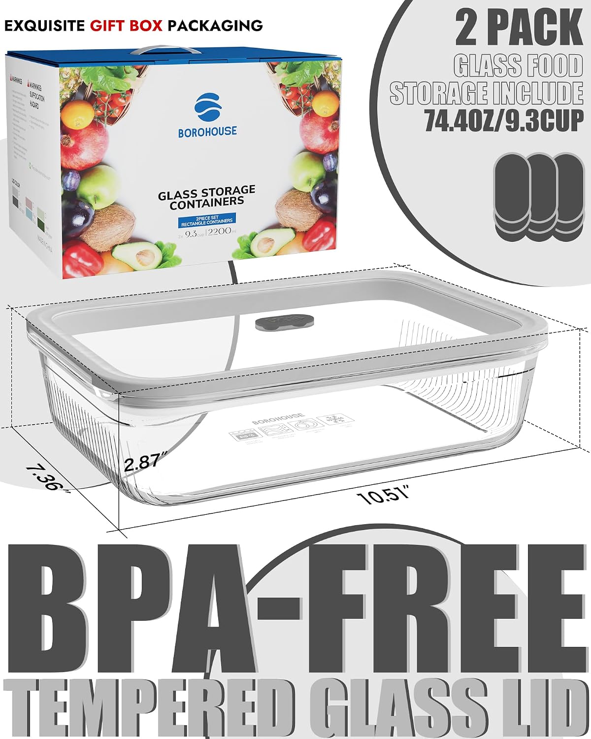2 Pack Glass Food Storage Cont - Food Storage Containers Glass review and price