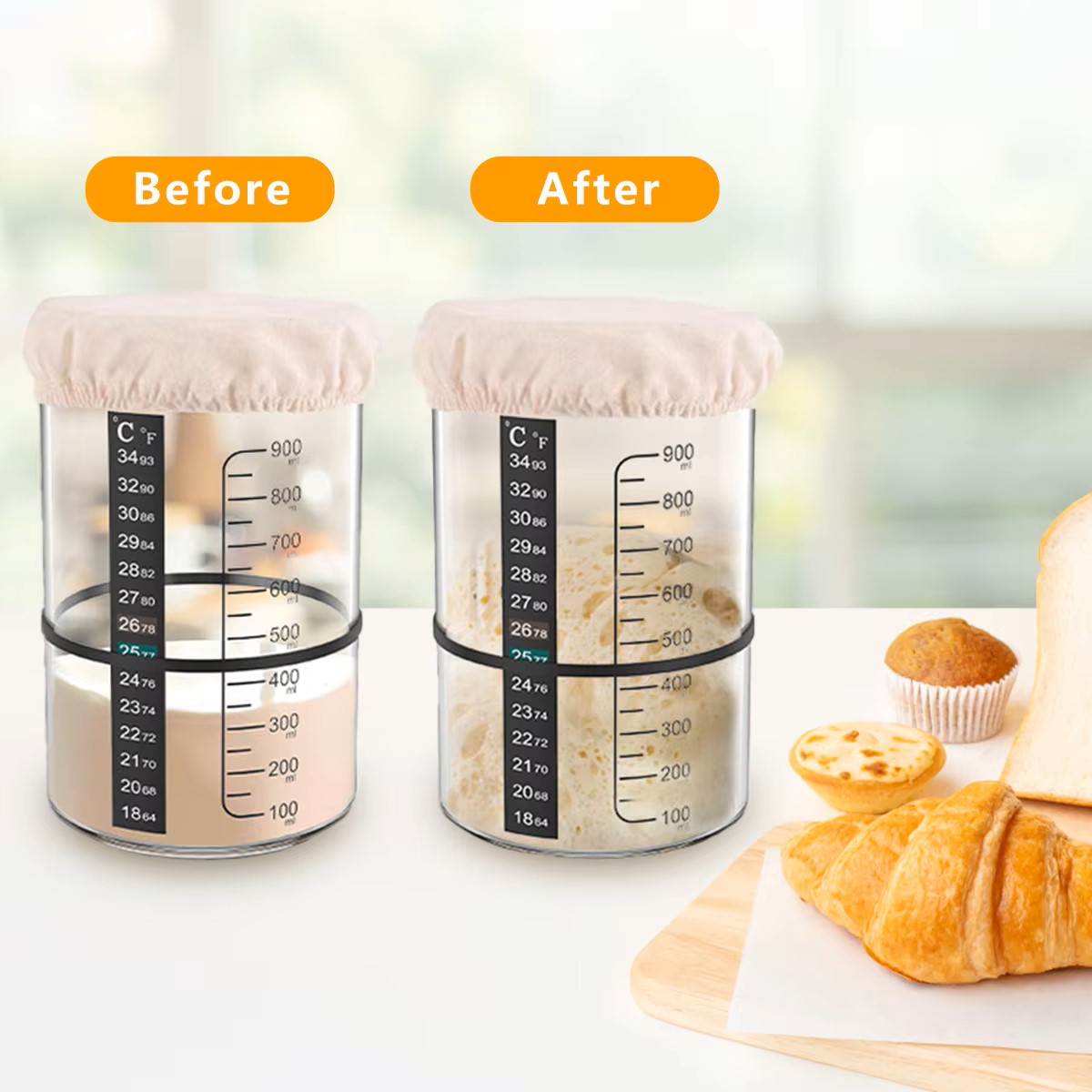 1500/900ml Sourdough Starter J - Food Storage Containers Glass review and price